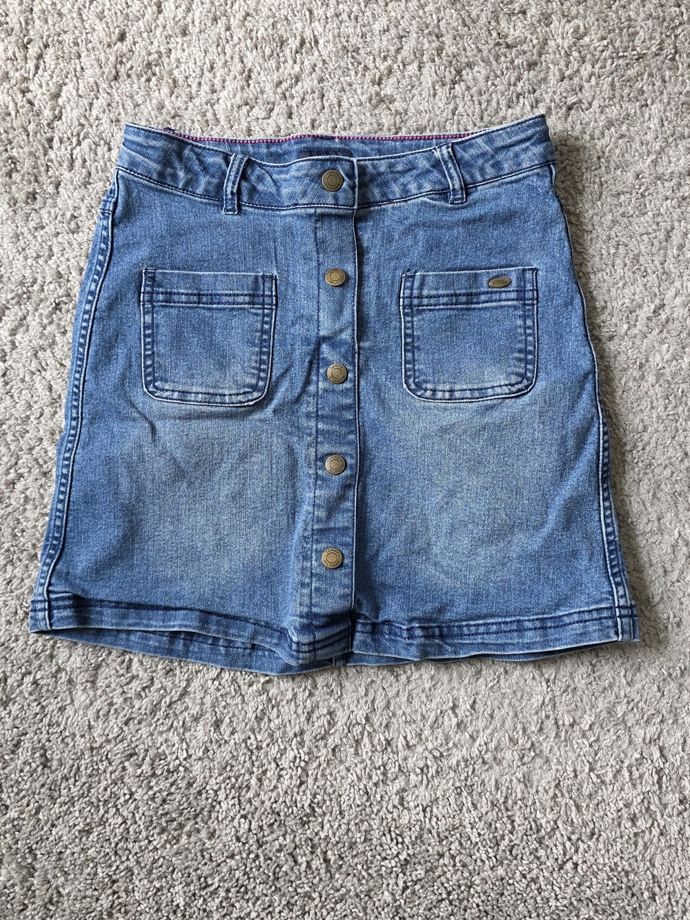 Tommy Hilfiger Light Wash Denim Button Front Skirt Girls Size 12